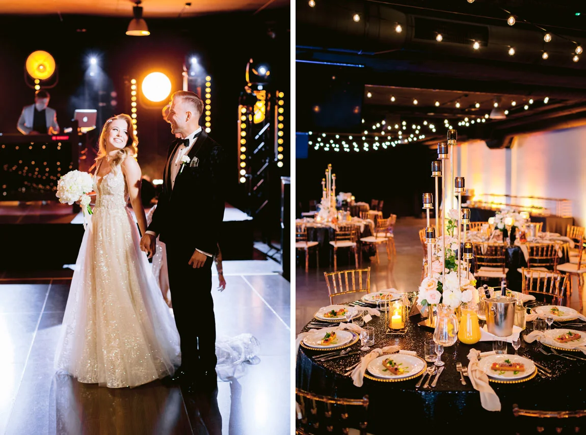 czarno złote wesele w eleganckim stylu