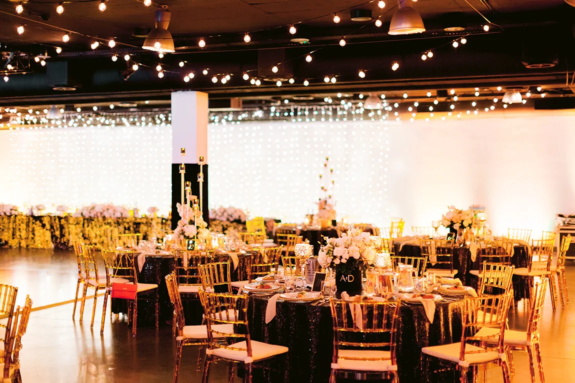 czarno złote wesele w eleganckim stylu