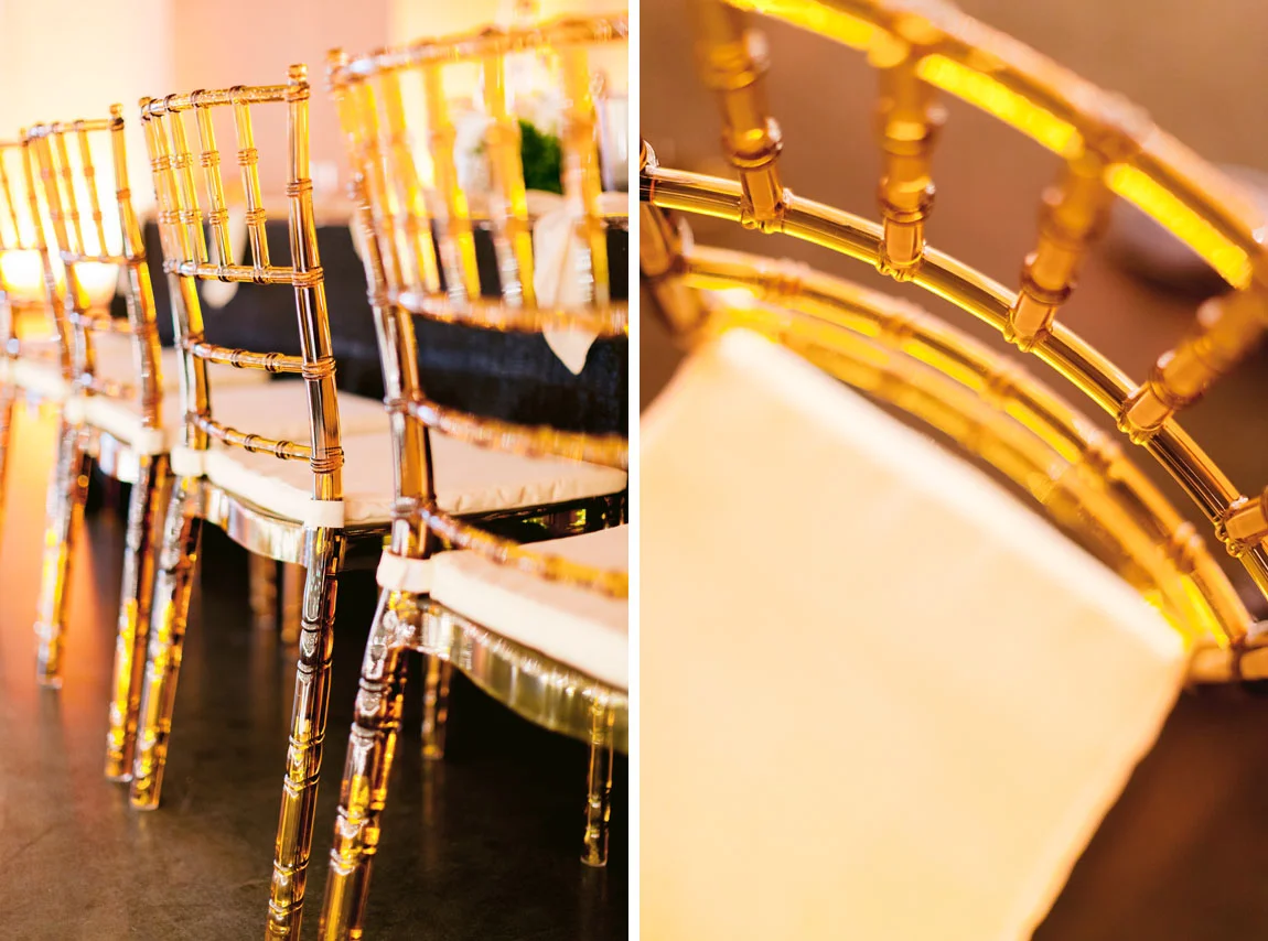 złote krzesła dekoracyjne na wesele