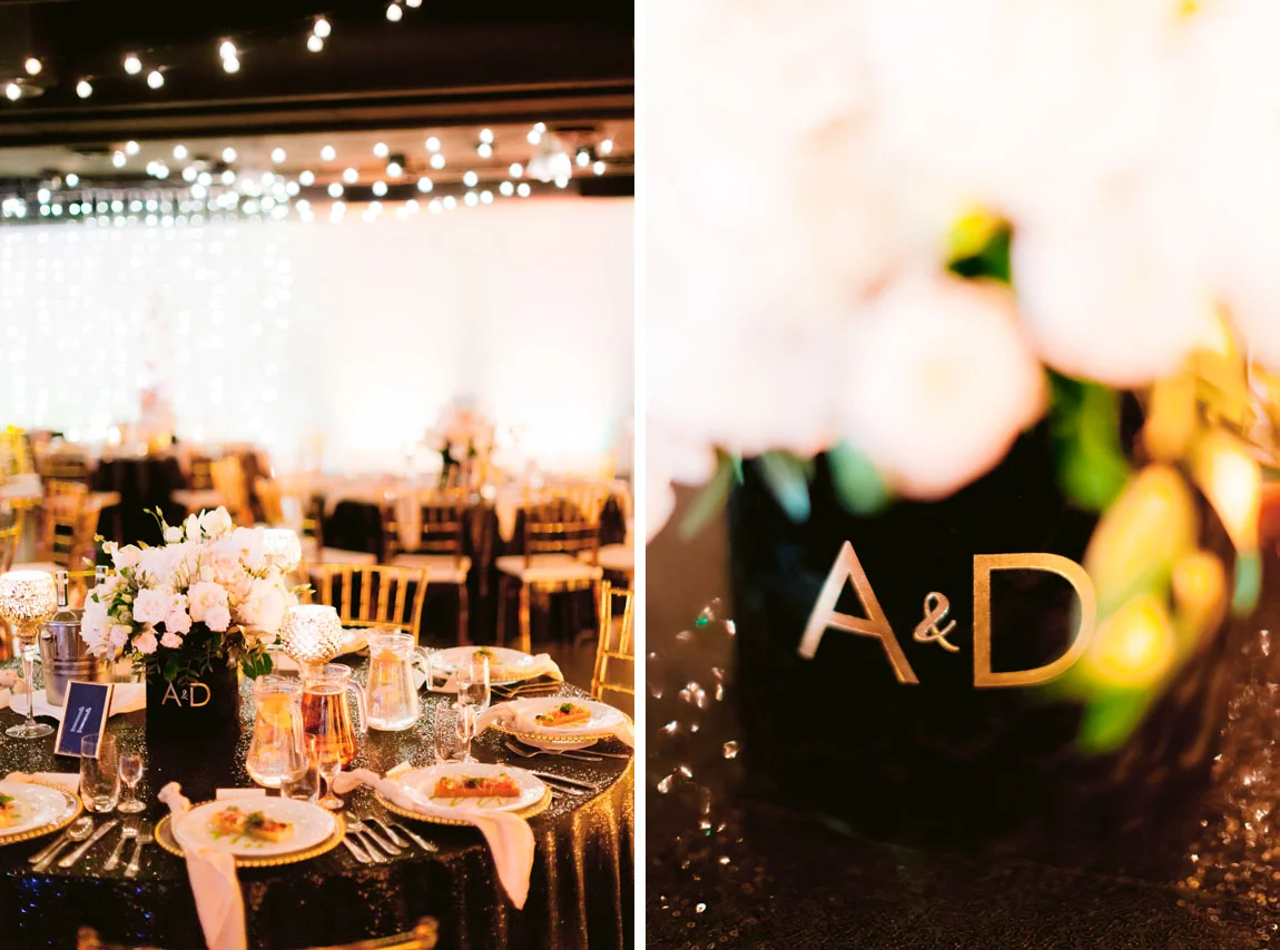 czarno złote wesele w eleganckim stylu