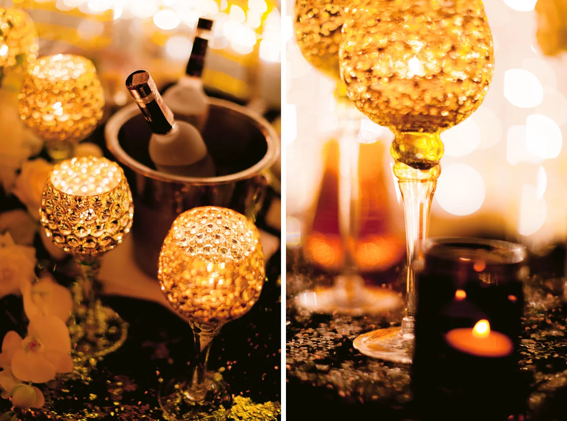 czarno złote dekoracje wesele